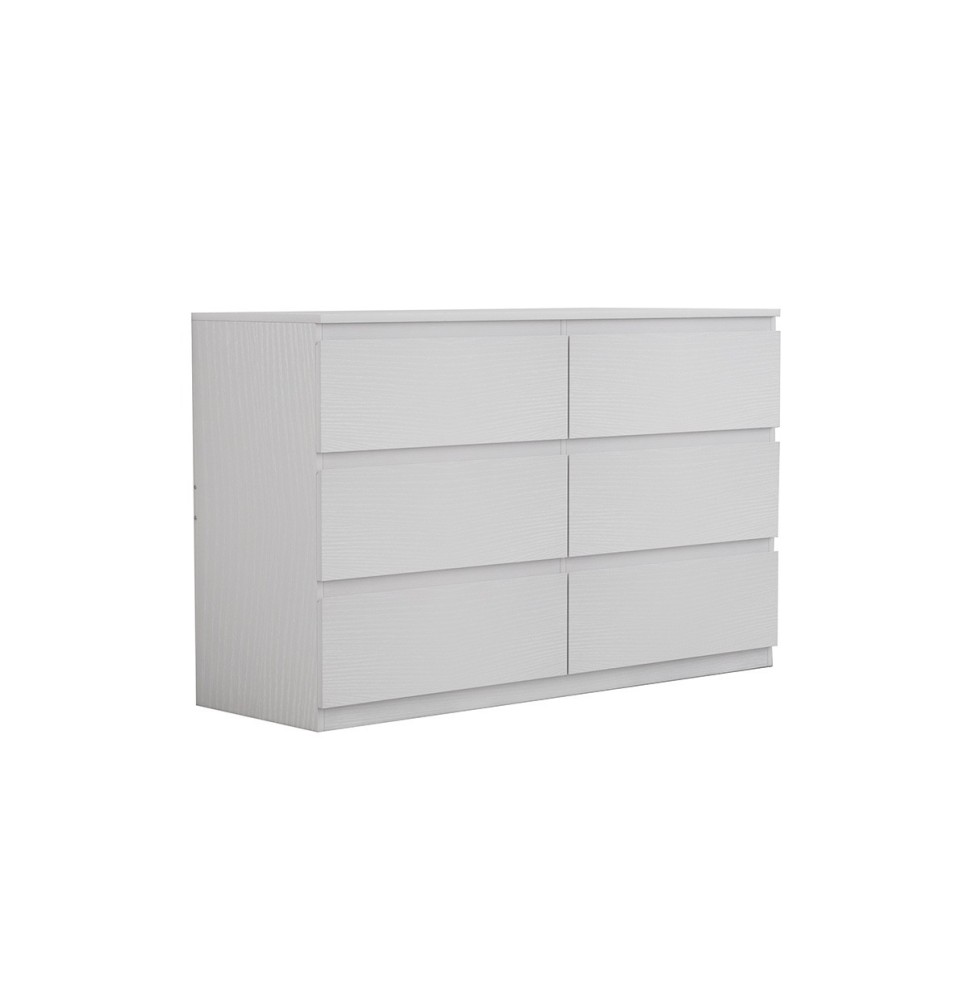 Cómoda de 6 Cajones con Amplio Espacio de Almacenaje - Color Blanco - 120x40x75 cm - Mueble Moderno para Dormitorio.