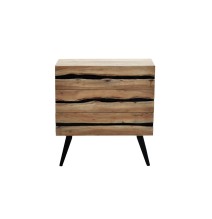 Cómoda de Madera Maciza Nogal-Negro con Patas Metálicas - 80x38x86.5 cm - Mueble de Almacenamiento Duradero para Dormitorio.