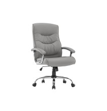 Silla de Oficina Estilo Manager en Piel Sintética Gris - 120/110x74x65 cm, Elegancia y Comodidad