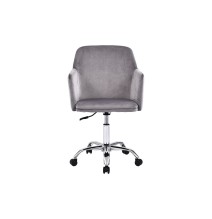 Silla de Oficina en Terciopelo Gris con Patas Metálicas - 94/80x55x54 cm, Estilo Elegante y Confortable.